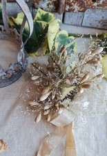 ANCIEN BOUQUET DE MARIEE  COURONNE  FLEURS EN CIRE DENTELLE NAPOLEON III GLOBE