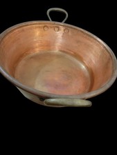 Vintage Large Solid Copper & Brass Jam Cauldron Kitchen Basin