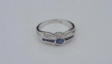 Neuf 14k Saphir or Blanc & Diamant Taille Bague 6.5