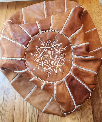 Moroccan leather pouf - leather,
