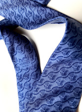 HERMES VINTAGE AIR FRANCE LOGO TIE WINGED SEAHORSE HIPPOCAMPE HIGH END BLUE