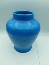 Vase faience craquelée bleu
