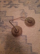  Hand Carved Seven Metal Alloy and Leather String Buddhist Tingsha Cymbals Set