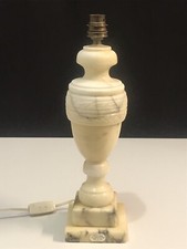 Pied de Lampe de Chevet en Albâtre Italie Luminaire Vintage 35 Cm