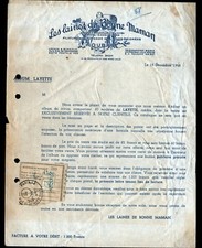 ROUBAIX (59) KNITTING WOOL ""GOOD MOM"" letter in 1948