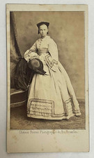 OLD PHOTO CDV GHEMAR BROTHERS IN BRUSSELS BEAUTIFUL YOUNG WOMAN LIGHT DRESS