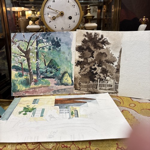 Lot aquarelles anciennes - de,