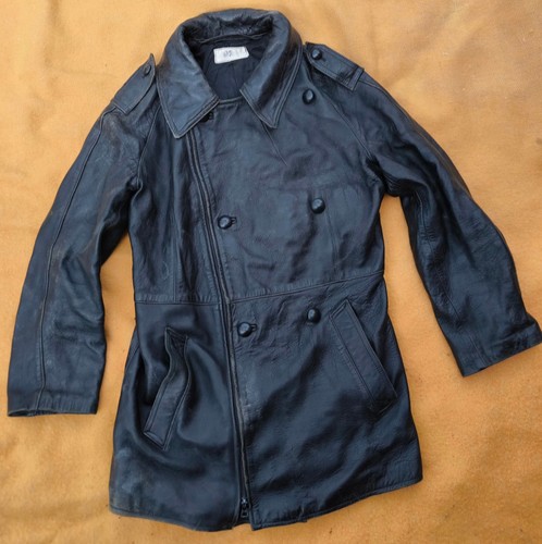 Blouson cuir noir vintage - noir,