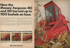 1967 2pg Print Ad of Massey Ferguson MF 510 410 300 Combine Farm Tractor