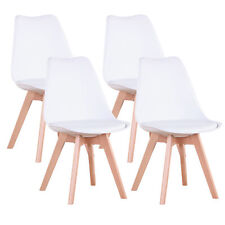 Lot de 4 Chaises de Salle à Manger Avec Siège Rembourré Scandinave Chaise Blanc