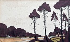 Ancien tableau paysage Landes