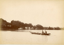 Vintage Albumen Print Boat Ride.  Circa 12x16 Albumen Print