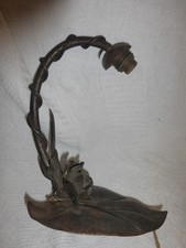 TRES ANCIEN PIED DE LAMPE DE BUREAU FER FORGE ART POPULAIRE