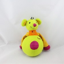 Doudou souris verte jaune rose