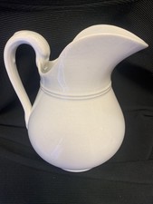 Sarreguemines White Earthenware Pitcher Snakehead Handle Like Creil (3)