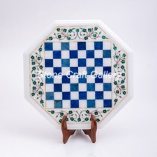 15 " Marbre Échecs Jeu Table Handmade Demi-Précieuses Pierres Floral