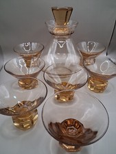 Vintage ? CARAFE AND 7 GLASSES ? tableware year 40/50