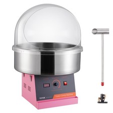 VEVOR Machine à Barbe à Papa Commerciale 1000 W avec Couvercle Rose pour Fête