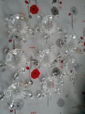 rare ancienne 8 COUPELLES en CRISTAL Lustre à pampilles bobèche 5 trou