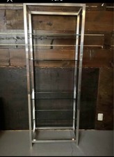 Vintage Mid Century Modern Aluminum Chrome Frame Etagere Display Shelf.