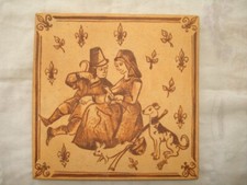 CARREAU en terre cuite pouvant servir de DESSOUS de PLAT D 20 x 20 cm TBE