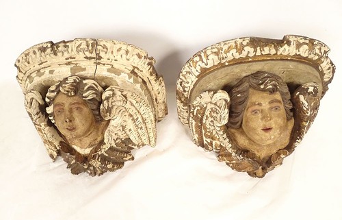 Paire consoles applique bois - consoles,