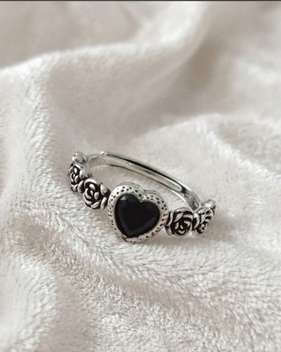 Bague obsidienne noire argent
