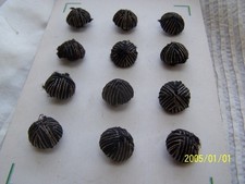 Lot of 12 antique buttons in black and gold silk trimmings Ref No. 638