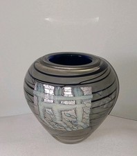 Blown glass ball vase. Unique piece. Olivier Mallemouche. Signed And Numbered