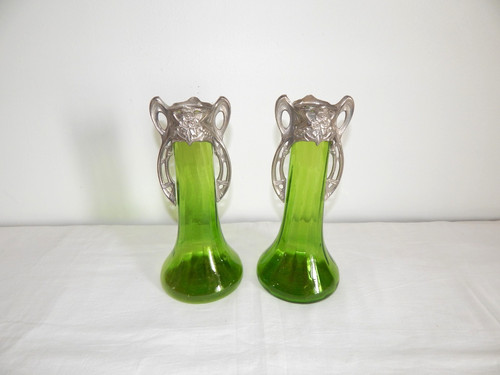 Paire anciens vases verre - d'anciens,