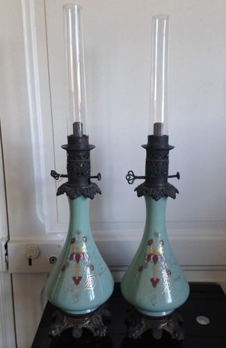 Ancienne paire lampes à - ancienne, de