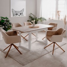 Table Salle à Manger Extensible 120x80 Bois Blanc Grès Cuisine Salon Homestyle4u