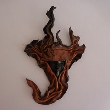 Vintage Art Deco Ethnic XXe N4411 Handmade Leather Sculpture Face Mask