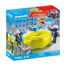 PLAYMOBIL 71465 Pompiers avec coussin de sauvetage - Action Heroes - Les pompier