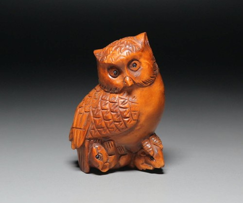 Ancien netsuke japonais hibou - japonais,