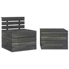 Bois de Pin Massif Salon de Jardin Palette 2 pcs Gris Foncé Mobilier vidaXL