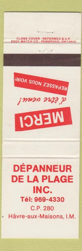 Matchbook cover depanneur de - -,