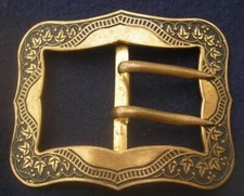 late 19th century BELT BUCKLE brass ivy leaves decor SASH BELT BUCKLE
