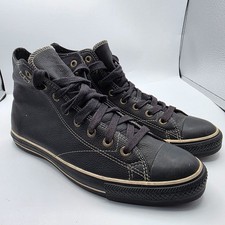 Converse Chuck Taylor All Star Hi Top Mens Size 9.5 Black Leather Shoes 1J854