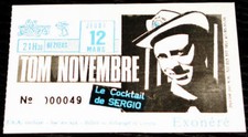 TOM NOVEMBRE : billet ticket concert FRANCE Beziers 12/03/1988