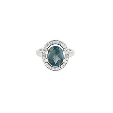 POIRAY - My Preference - Grey Gold and Diamond Ring, London Blue Topaz - Round