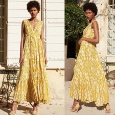 Mes Demoiselles SAMARCANDE Boho Cottagecore Cream Yellow Maxi Dress 36 4