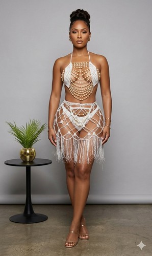 White beaded crochet - crochet, lingerie