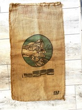 Ancien sac en Toile de Jute pour semences Train ZPC 106x60cm
