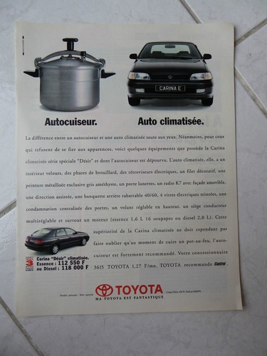 Publicité toyota carina - carina, e