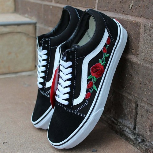 Vans noir old skool rose - noir,