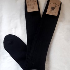 2 Paire Hommes Bas Longs Doux Alpaga Extra Doux 100% Laine Noir 39 Jusqu'À 46
