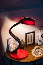 Rare iGUZZINI Vintage 80s 4053 SNOKY Red Plastic Desk Lamp by BRUNO GECCHELIN