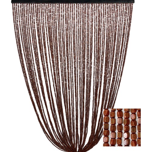 Rideau perles bois brun - en,