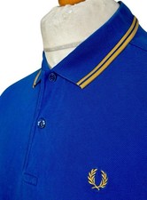 Fred Perry M1200 Polo Size L 42" Cobalt/Gold GUC Ska Mod Scooter Casuals Skins
